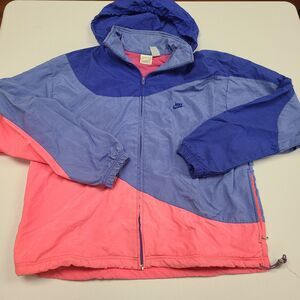 Vintage 90s Nike Windbreaker Womens Sz Large Gray Tag Vented Pink Purple Jacket
